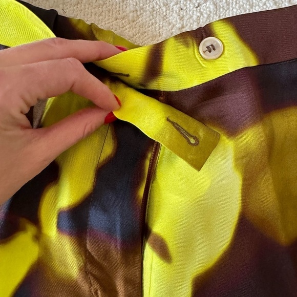 Beatrice B- NWT Neon Blurred Floral Silk Wide Leg Trousers - Picture 8 of 9